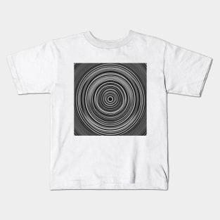 Concentric Wavy Lines (Black and White) Kids T-Shirt